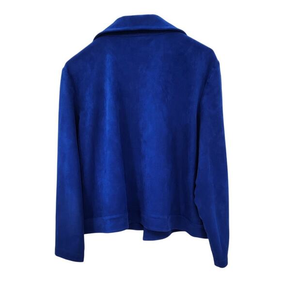 Chico's Faux Suede Blue Moto Style Jacket Size 3 Petite XL 16 - Picture 2 of 9